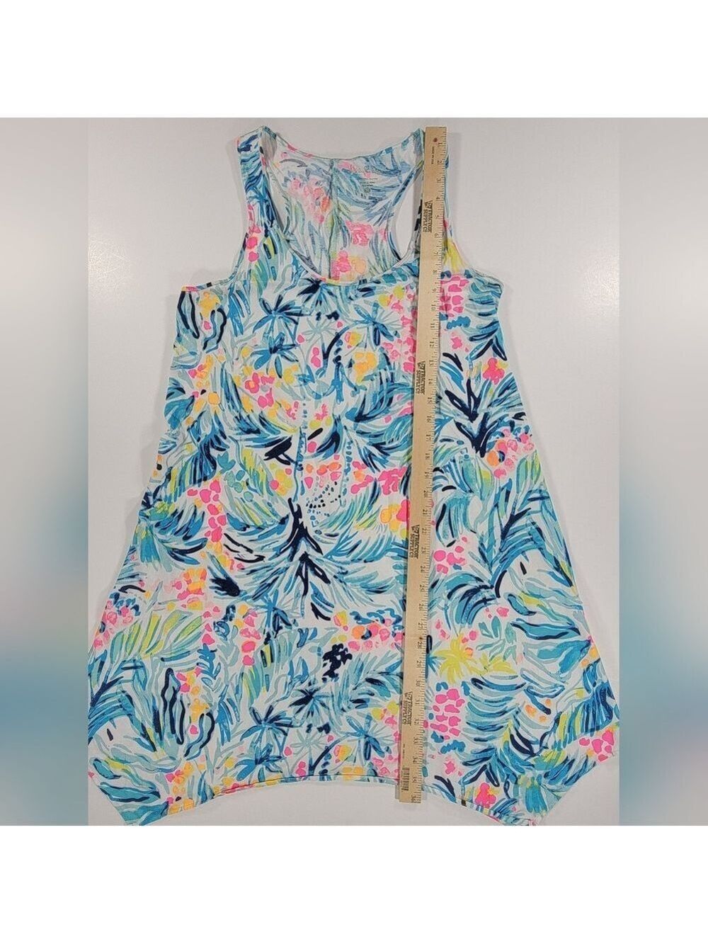 Lilly Pulitzer Dress Womens Medium Melle Serene Blue Tippy Top Pima Tank Beach - Picture 6 of 7
